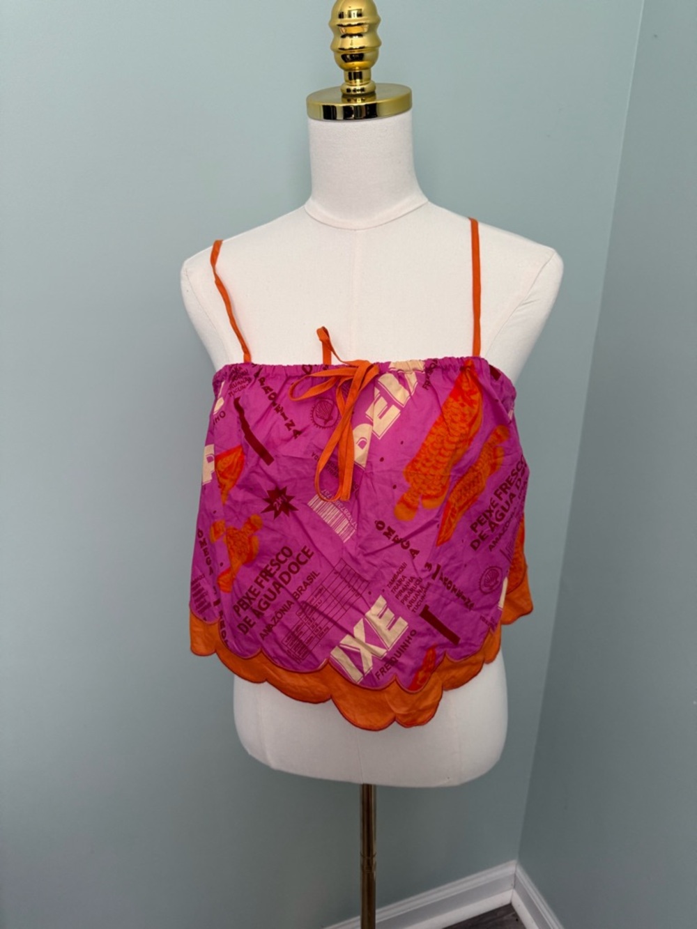 Farm Rio x Anthropologie Scallop Swing Cami‎ Medium Tropical Fish Vacation
